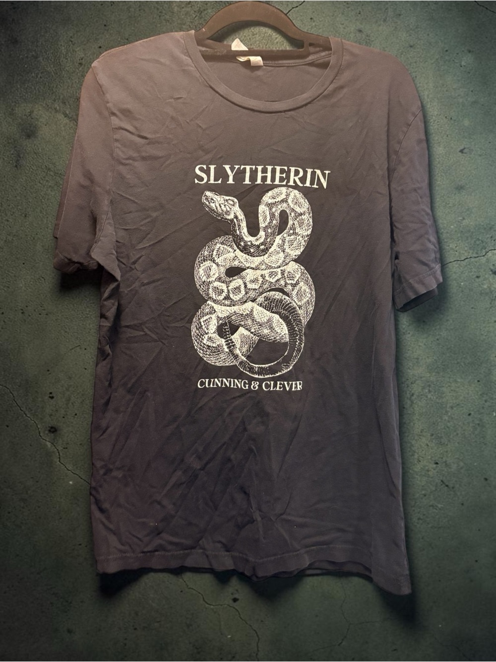 Slytherin HP Graphic Tee - Black with White Print